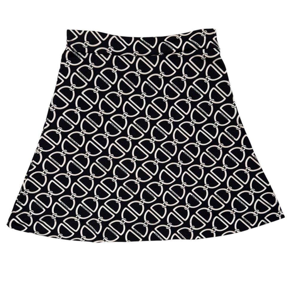 White House Black Market WHBM Geometric Black White Knit Swing Skirt Size Small